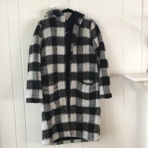 Checkered thick trench coat